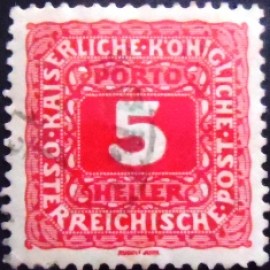 Selo postal da Áustria de 1916 Digit in Octagon 5