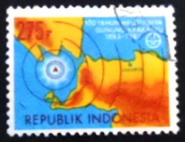 Selo postal da Indonésia de 1983 Krakatoa Volcanic Eruption