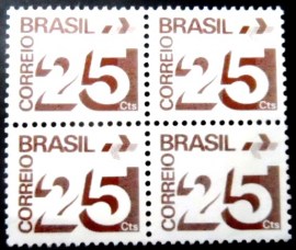 Quadra de selos postais do Brasil de 1975 Cifra 25