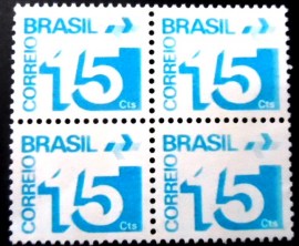 Quadra de selo postal do Brasil de 1975 Cifra 15