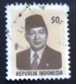 Selo postal da Indonésia de 1986 President Suharto