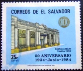 Selo postal de El Salvador de 1984 Central Bank Building
