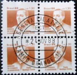 Quadra de selos postais do Brasil de 1988 Padre Santiago Uchoa H 25