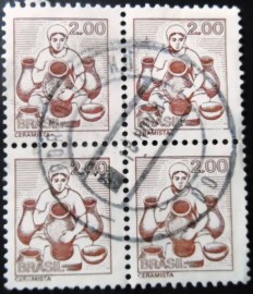Quadra de selos postais do Brasil de 1979 Ceramista
