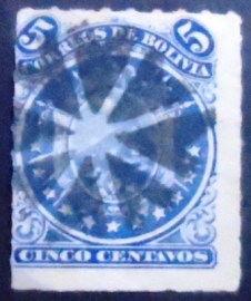 Selo postal da Bolívia de 1887 Coat of Arms in Circle
