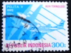 Selo postal da Indonésia de 1992 Aviation technology