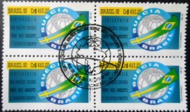 Quadra de selos postais do Brasil de 1992 Suécia-Brasil