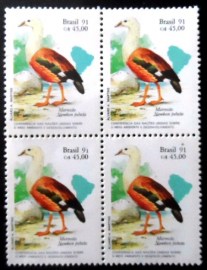 Quadra de selos postais do Brasil de 1991 Marrecão
