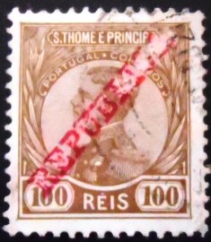 Selo postal de S. Tomé e Príncipe de 1912 King Manuel II 100