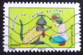 Selo postal da França de 2015 Cat got Your Tongue