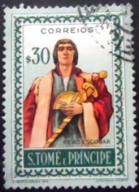 Selo postal de S. Tomé e Príncipe de 1952 Pêro Escobar