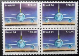 Quadra de selos do Brasil de 1984 Aniversário OACI
