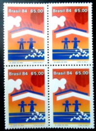 Quadra de selos do Brasil de 1984 Banco Nacional Habitação