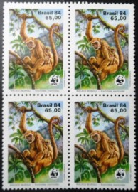 Quadra de selos do Brasil de 1984 Macaco Muriqui