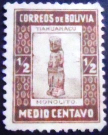 Selo postal da Bolívia de 19116 Monolith of Tiahuanacu