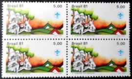 Quadra de selos postais do Brasil de 1981 Patrulha de Escoteiros M