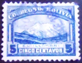 Selo postal da Bolívia de 1916 Mt. Illimani