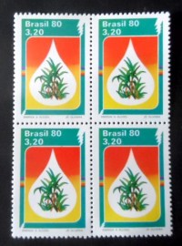 Quadra de selos postais do Brasil de 1980 Álcool