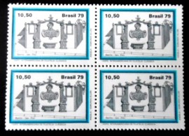 Quadra de selos postais do Brasil de 1979 Chafariz da Marília