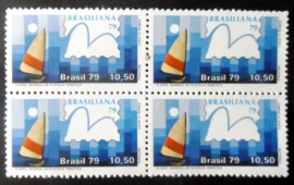 Quadra de selos postais do Brasil de 1979 Pinguim