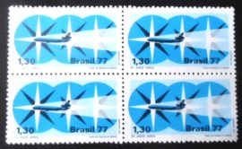Quadra de selos do Brasil de 1977 50 Anos da Varig