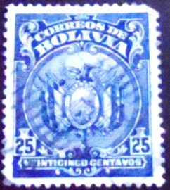 Selo postal da Bolívia de 1927 Coat of Arms 25