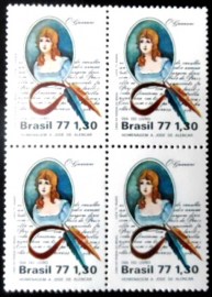 Quadra de selos do Brasil de 1977 O Guarani