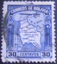 Selo postal da Bolívia de 1935 Map