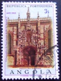 Selo postal da Angola de 1969 Portal of St. Jeronimo Monastry