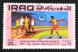 Selo postal do Iraque de 1971 Running discus throwing