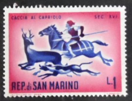 Selo postal de San Marino de 1961 Deer Hunting