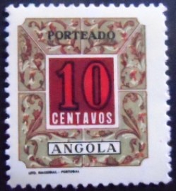 Selo postal da Angola de 1952 Postage Due 10