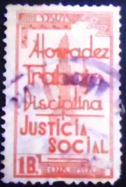 Selo postal da Bolívia de 1938 Pincers, Torch and Good Will Principles