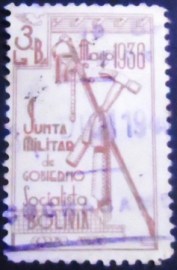 Selo postal da Bolívia de 1938 Emblem of New Government