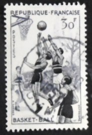 Selo postal da França de 1956 Basket-bal
