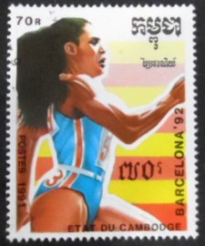 Selo postal do Cambodja de 1991 Running