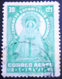 Selo postal da Bolívia de 1939 Madonna of Copacabana