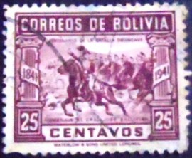 Selo postal da Bolívia de 1943 Gen. Ballivian leading