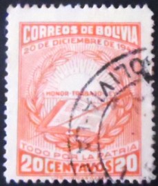 Selo postal da Bolívia de 1944 Honor Work Law 20