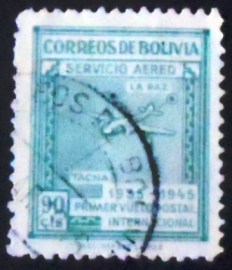 Selo postal da Bolívia de 1945 Map of National Airways 90