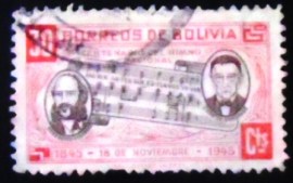 Selo postal da Bolívia de 1946 Creator of the anthem 30