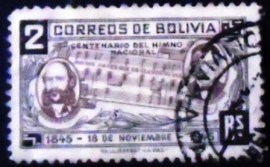 Selo postal da Bolívia de 1946 Creator of the anthem 2