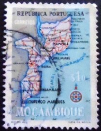 Selo postal da Moçambique de 1954 Map of Mocambique 10