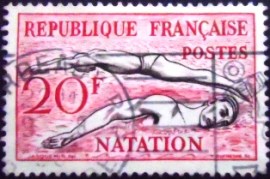 Selo postal da França de 1953 Swimming
