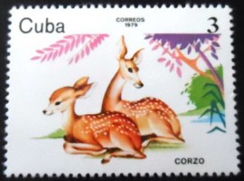 Selo postal de Cuba de 1979 Western Roe Deer