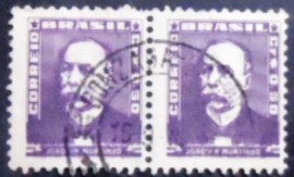 Par de selos postais do Brasil de 1954 Joaquim Murtinho
