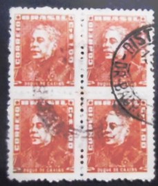 Quadra de selos do Brasil 1954 Duque de Caxias M