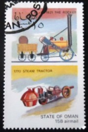 Selo postal de Omã de 1972 1770 Steam Tractor
