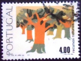 Selo postal de Portugal de 1977 Trees stripped for cork