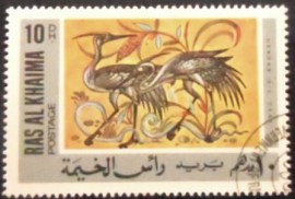 Selo postal de Ras Al Khaima de 1967 Herons. Alī Ibn al-Durayhim al-Mawsilī